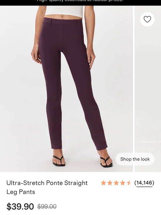 Quince Pants - Quince Straight-Leg Ponte Pants in Plum, Size Small
